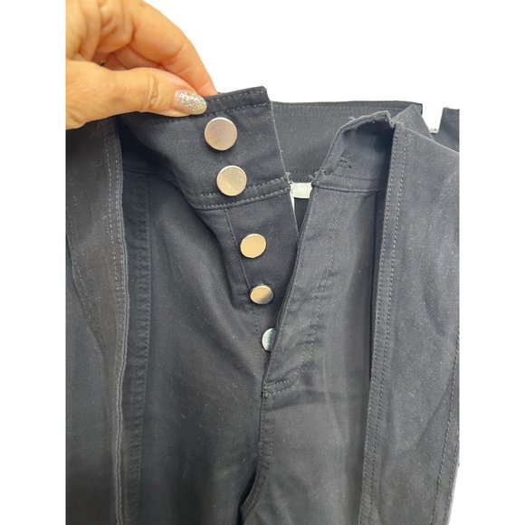 Bar lll Women’s Black Pants M Tie Belt Tapered Button Closure Pockets Stretch - Picture 3 of 16
